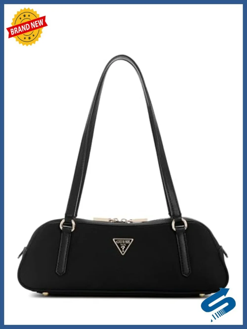 Nylon Shoulder Satchel with Gold Hardware